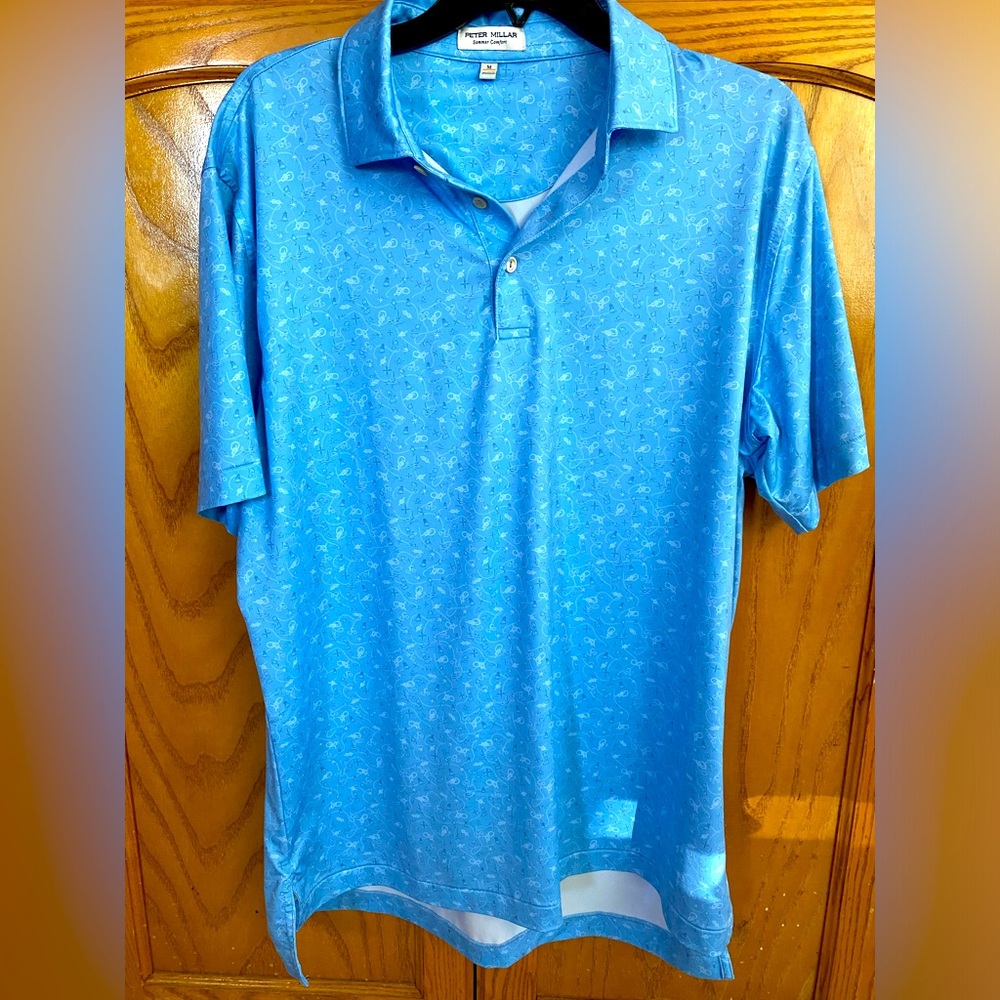 Peter Millar Summer Comfort Golf Polo Medium
EUC Nautical White Accents